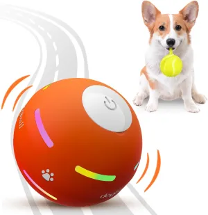 Upgraded] Durable Motion Activated Automatic Rolling Ball Toys for/Small/Medium/Large Dogs,USB Rechargeable (Orange) spring PetDroid Interactive Dog Toys Dog Ball,[2025 Newly 