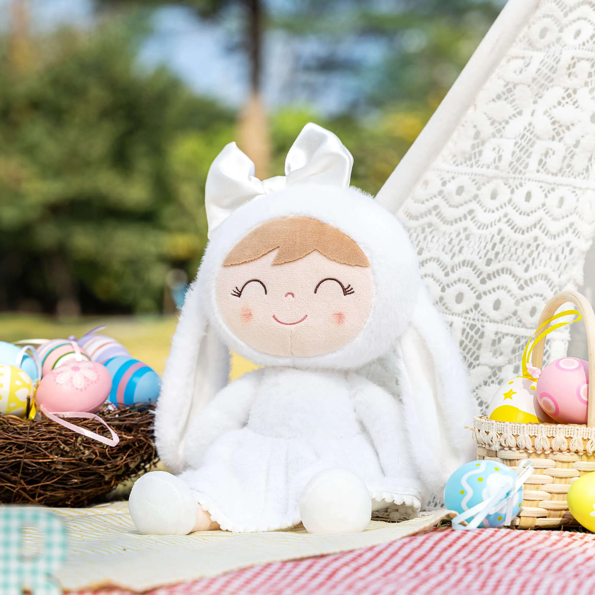 (US Only) Gloveleya 12-inch Baby Girl Gifts Plush Bunny Doll Series White