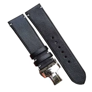 Vachetta leather situation inconspicuous cedar roman historically watch strap, Handmade Vintage Cow leather watch band (19mm, Steel Tang Buckle) Premium Quality Black 