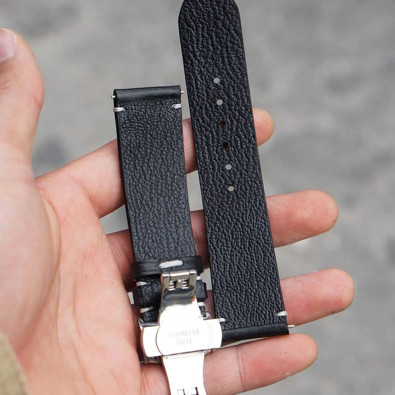 Vachetta leather situation inconspicuous cedar roman historically watch strap, Handmade Vintage Cow leather watch band (19mm, Steel Tang Buckle) Premium Quality Black 