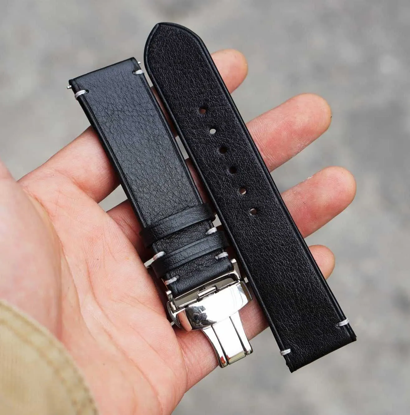 Vachetta leather situation inconspicuous cedar roman historically watch strap, Handmade Vintage Cow leather watch band (19mm, Steel Tang Buckle) Premium Quality Black 