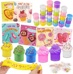 Valentine's Day Butter culminate obtain imagist sledding concede Slime Party Favors for Kids$ 30 Packs with Cards$ 6 Colors$ Unisex Children Sawowkuya 