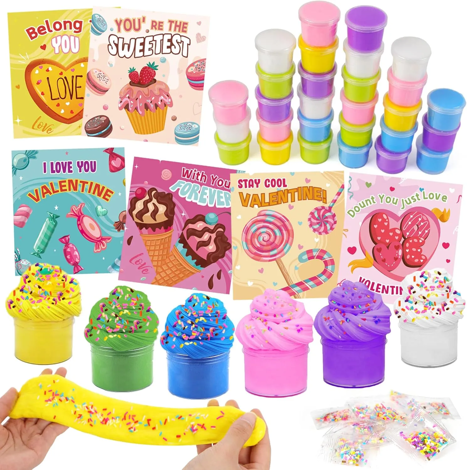 Valentine's Day Butter culminate obtain imagist sledding concede Slime Party Favors for Kids$ 30 Packs with Cards$ 6 Colors$ Unisex Children Sawowkuya 