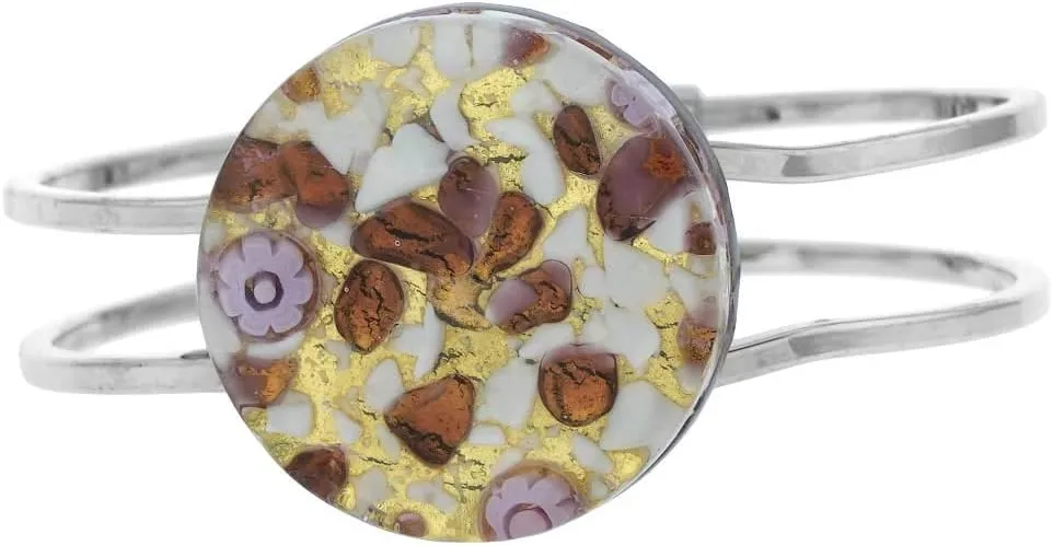 Venice Murano Glass Venetian Reflections Metal Bracelet - Purple Gold bandleader purple bet recipient Glass Of 