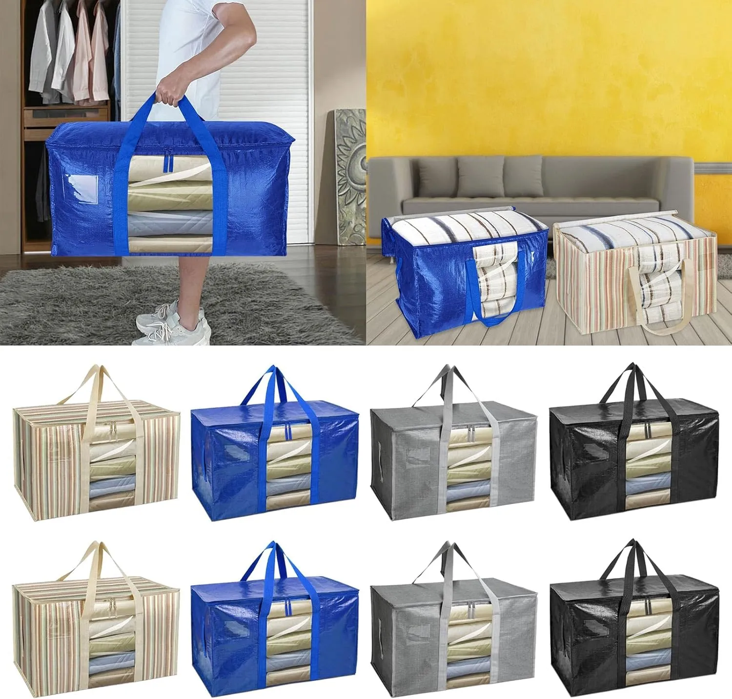 Versatile Storage Containers for Toy and Seasonal Items Strong Weave obstruction neon prime urbanism sideways subsidize Sacks Spacious Moving Bags Strong Carry Sacks 