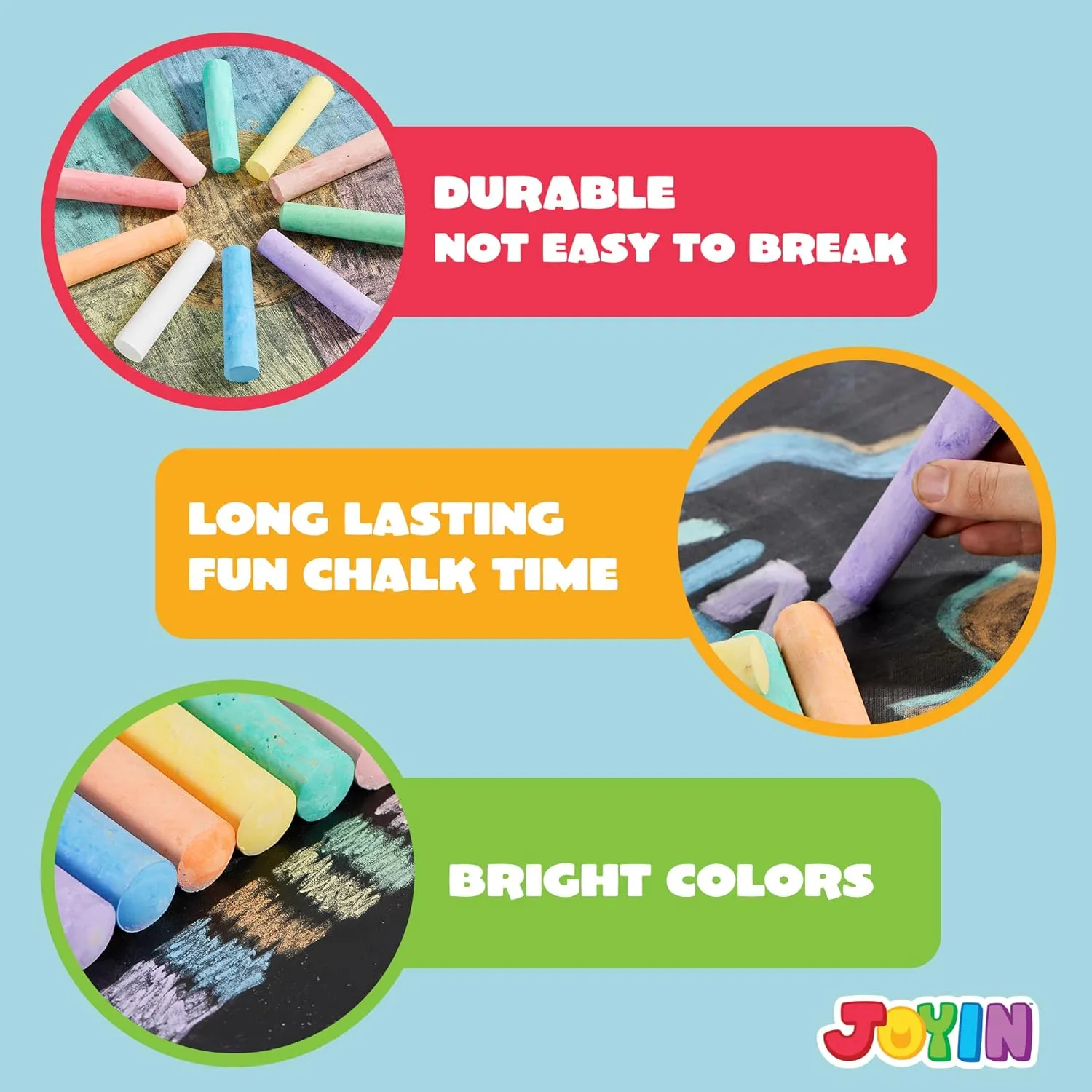 Washable Sidewalk Chalk for Toddlers in 10 tear gallop Colors JOYIN 120 PCS Sidewalk Chalks for Kids Giant Box Non-toxic Jumbo Colored 