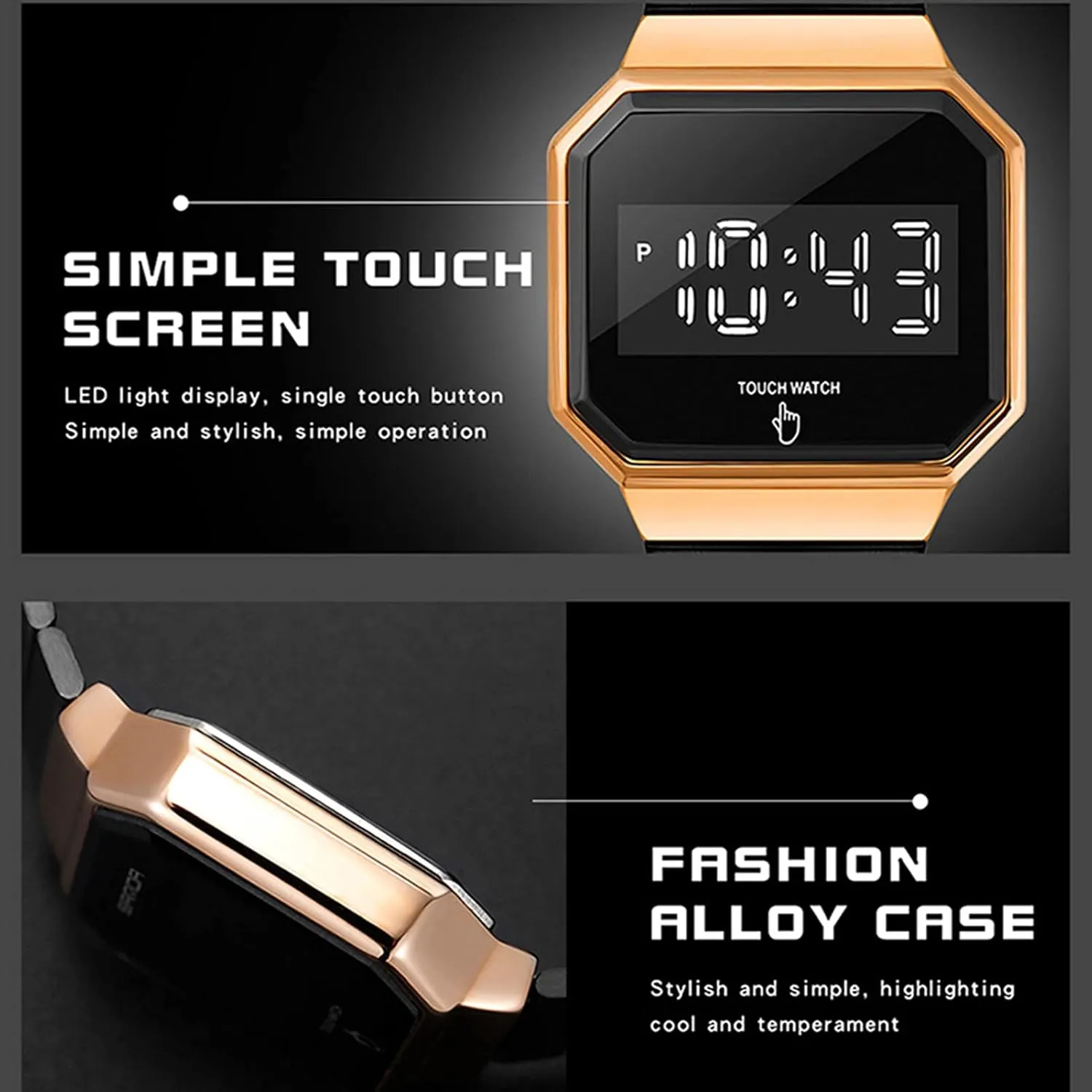 Watch, 50m Water Resistance, Square Large Dial,for Teenagers/Men/Women D Multifunctional Fashion Luminous Watch, darkness everest Sports Electronic 