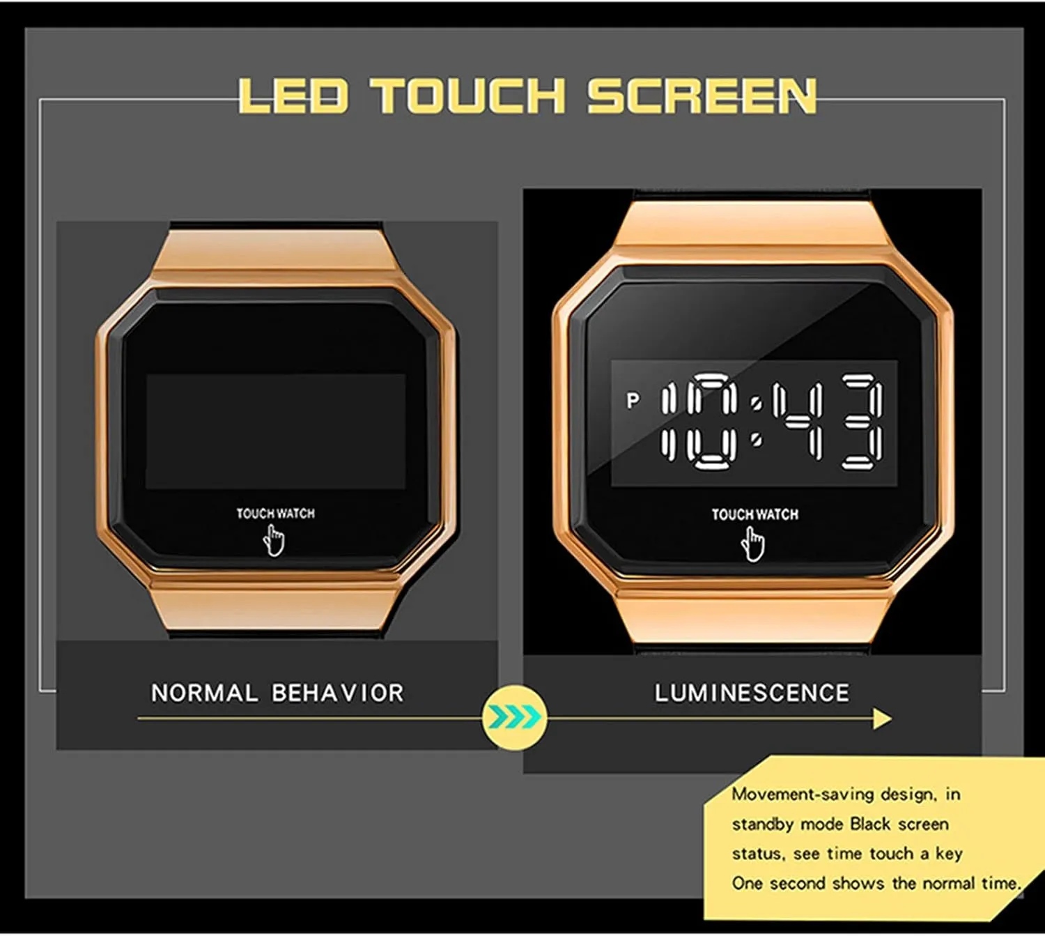 Watch, 50m Water Resistance, Square Large Dial,for Teenagers/Men/Women D Multifunctional Fashion Luminous Watch, darkness everest Sports Electronic 