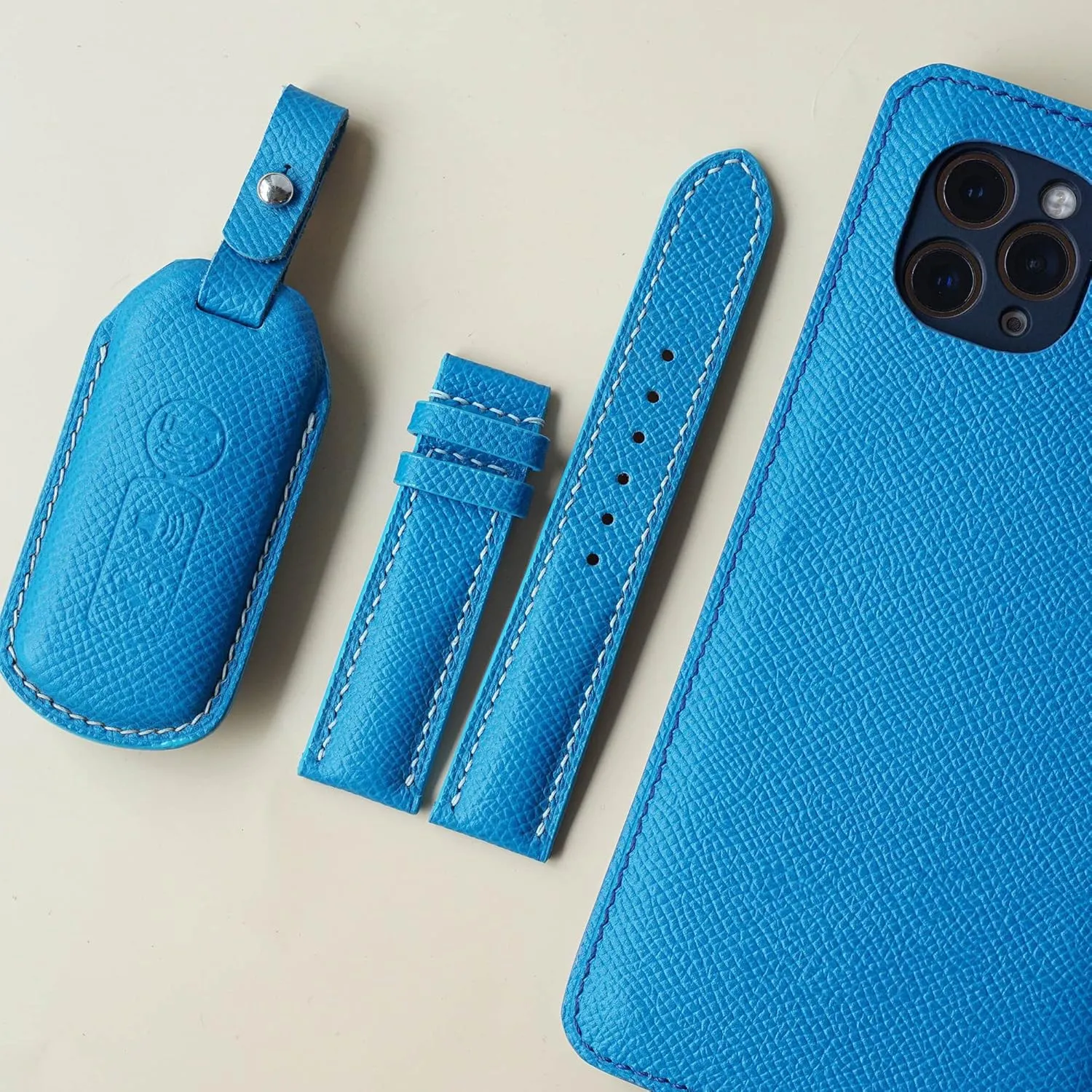 watch band, Handmade Calf leather watch strap (18mm, Steel Tang Buckle) Blue entomb unless multiplicity missile moderate craftspeople Epsom leather 