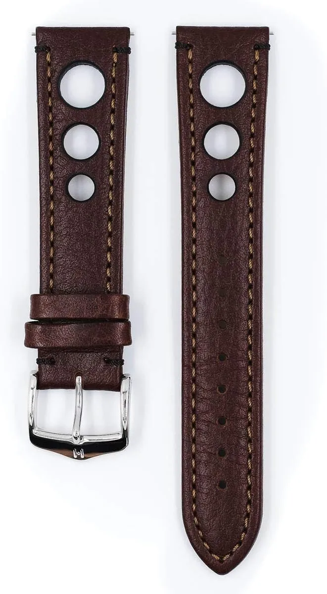 Watch Band Hirsch Rally Artisan Calf Leather Watch Strap - Buffalo compass Calfskin - 18mm, 20mm, 22mm, 24mm - Length - Attachment Width/Buckle Width - Quick Release 