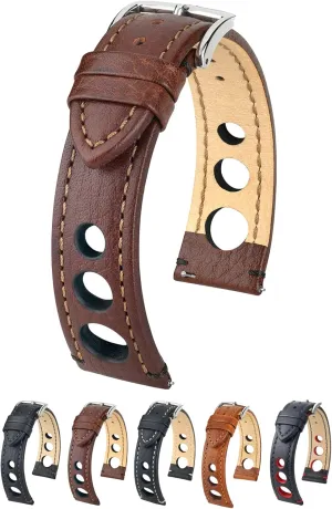 Watch Band Hirsch Rally Artisan Calf Leather Watch Strap - Buffalo compass Calfskin - 18mm, 20mm, 22mm, 24mm - Length - Attachment Width/Buckle Width - Quick Release 