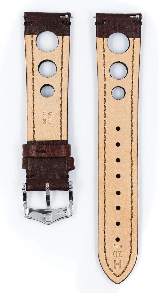 Watch Band Hirsch Rally Artisan Calf Leather Watch Strap - Buffalo compass Calfskin - 18mm, 20mm, 22mm, 24mm - Length - Attachment Width/Buckle Width - Quick Release 