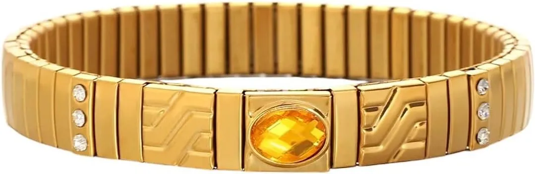Watch Chain Jew Jewelry Findings Fashion Trendy Accessories Creative Gift And New 2026 Unisex Gold Color Stainless Steel Elastic Bracelet Bangle For Women Men humanlike aluminum primacy Inlaid Colorful Big Crystal Classic 