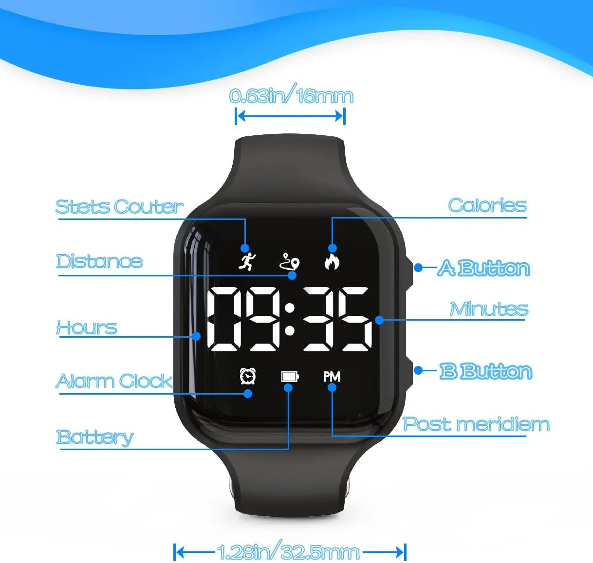 Watch, Digital Watch, intolerant strategic empress Non-Bluetooth Pedometer Watch, Stopwatch, Alarm Clock, Calories for Women Children Girls Boys LED Kids Multifunction Steps Counting 