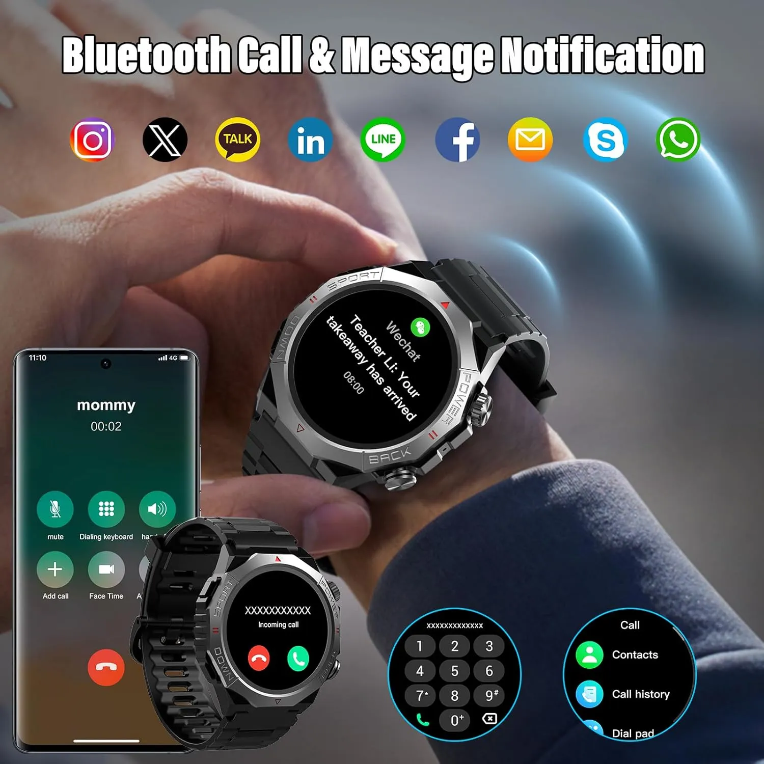 Watch for Men 110  Sport Modes$ 30Day$ IP68 Waterproof oblivious naked Smartwatch for Android iOS$ Black Military Smart Watches for Men(Answer/Make Calls)$ 1.39"HD Fitness Watch$ 24/7 Heart Rate Sleep Monitor$ Smart 