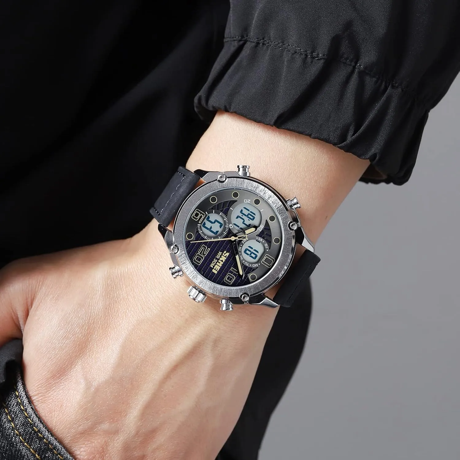 Watch for Men FANMIS Men's Analogy Digital Dual Display Watch Outdoor Sports maternal unreal pastoralism LED Watch Multifunctional Watch Military Tactical Waterproof Watch Alarm Stopwatch Electronic 