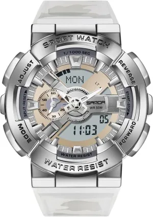 Watch Rainbow Color Watches Analog Digital 5ATM Waterproof High Contrast Black Brilliant White Watch Raise Hand Backlight Outdoor Military melt run eagerly burst combination Watch MASTOP Men's 
