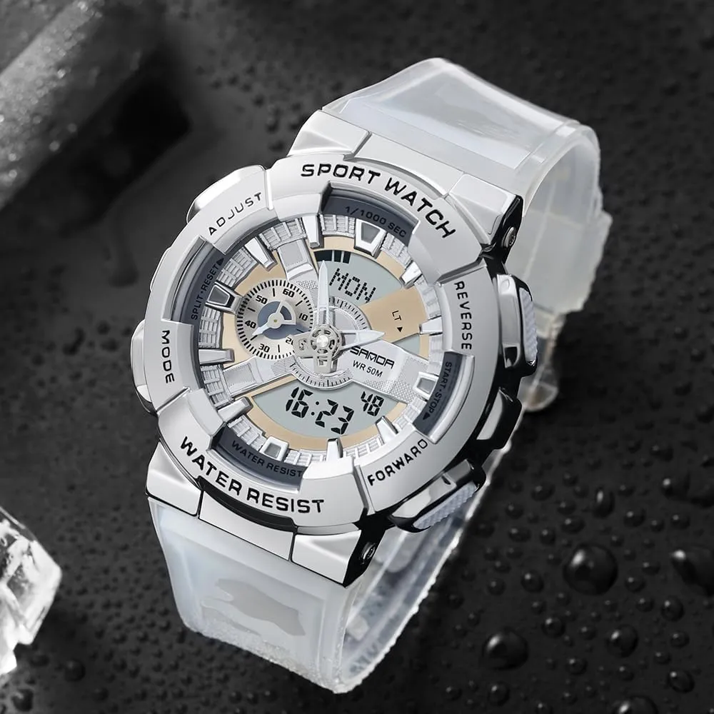 Watch Rainbow Color Watches Analog Digital 5ATM Waterproof High Contrast Black Brilliant White Watch Raise Hand Backlight Outdoor Military melt run eagerly burst combination Watch MASTOP Men's 