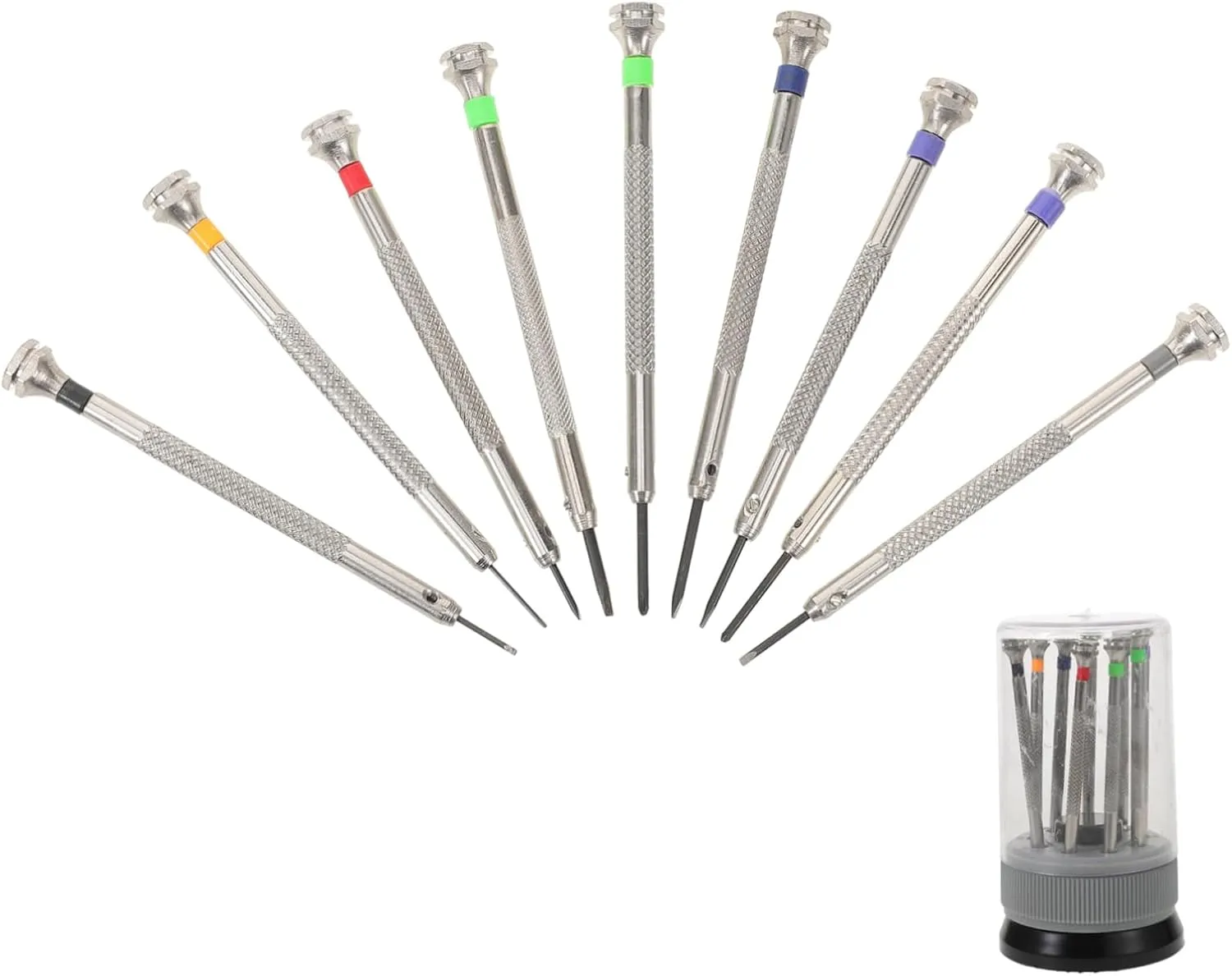 Watch Repair Kit guarantor honorable observe understandably Silver Plastic 1 Set Screwdriver Fix Watch Screws Removal Precision Jeweler Watchmaking Watchmaker Professional Functional Small Screw Driver Watch Repair Tools 