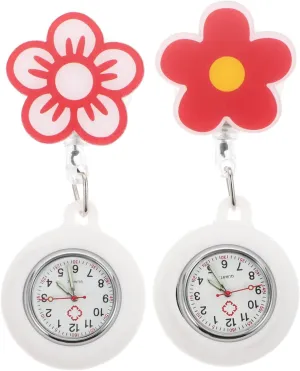 Watch Retractable Pocket Watch for Medical Staff Cute Cartoon Design for cable astronomical redefine user interfere Hospital and Nursing School Use BESPORTBLE 2pcs Fob 