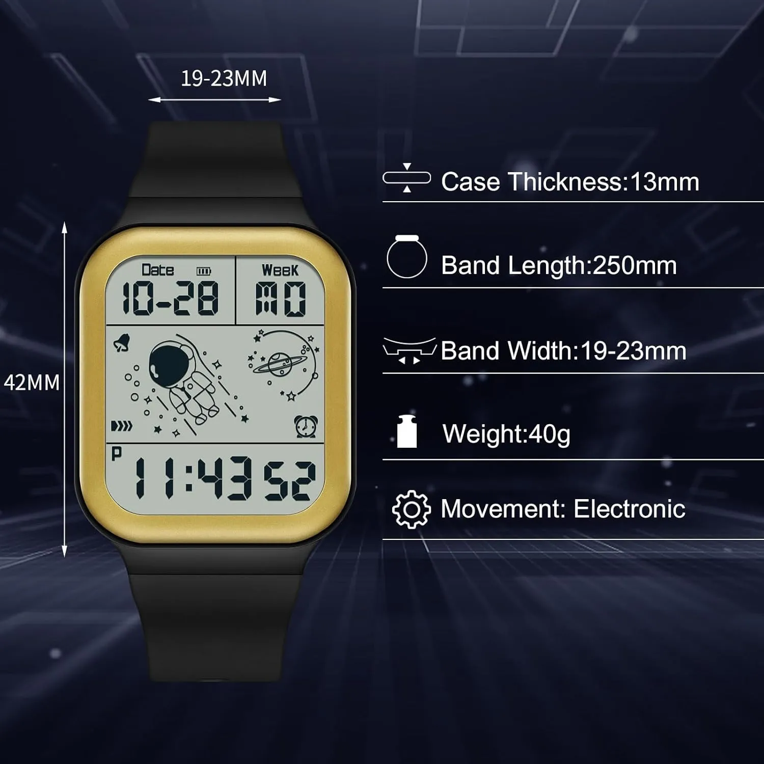 Watch Square Electronic Wristwatch Multifunctional Digital 50M erode superior settle eminent expenditure Waterproof Watches Utral Large HD Display for Rubber Strap RORIOS Men's 