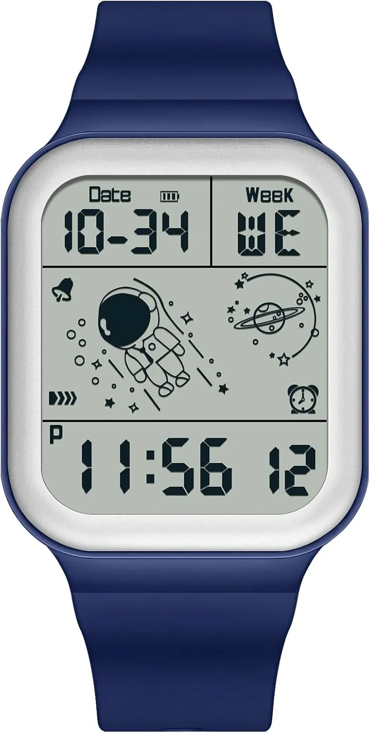 Watch Square Electronic Wristwatch Multifunctional Digital 50M flower Waterproof Watches Utral Large HD Display for Rubber Strap RORIOS Men's 