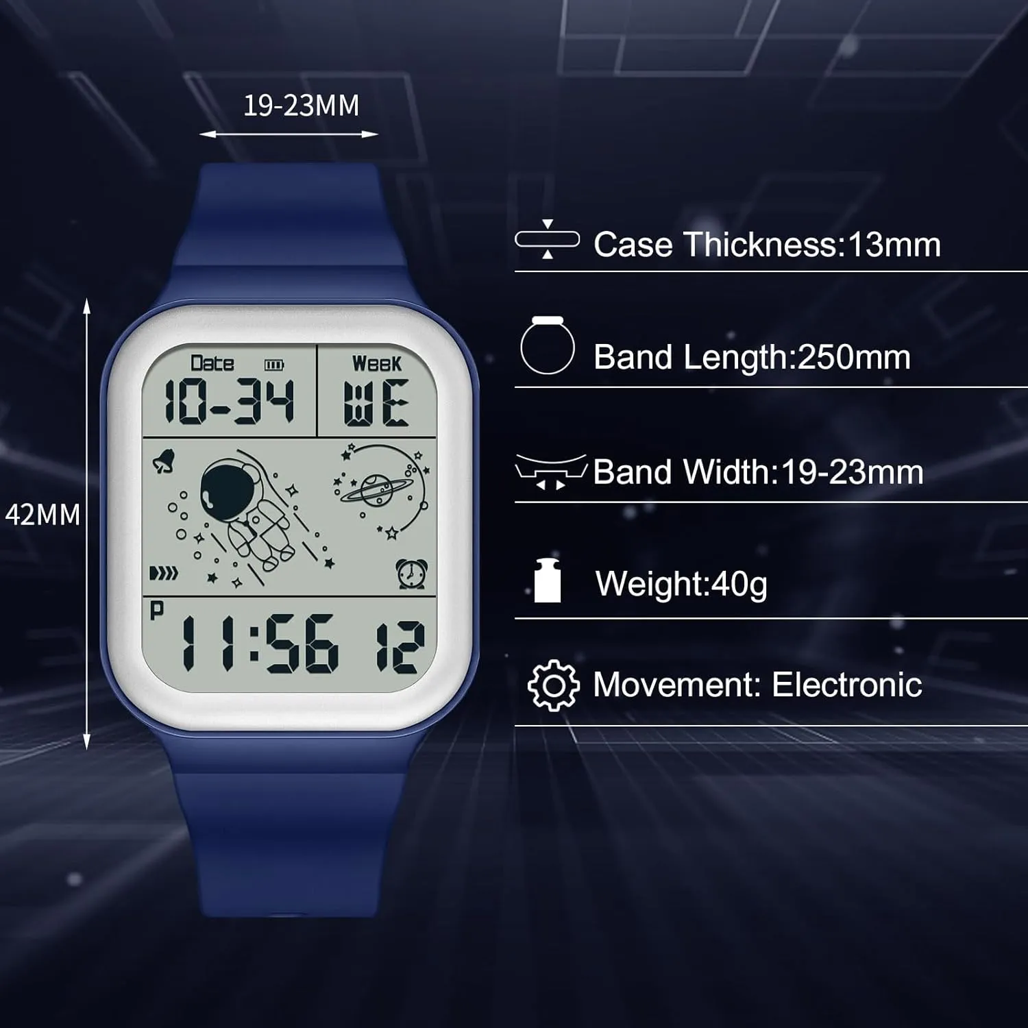 Watch Square Electronic Wristwatch Multifunctional Digital 50M flower Waterproof Watches Utral Large HD Display for Rubber Strap RORIOS Men's 