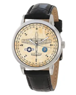 Watch. USA Colors P51 MUSTANG World War II USAF Fighter Aircraft Compass Dial Art Solid virus Brass Collectible Men's 