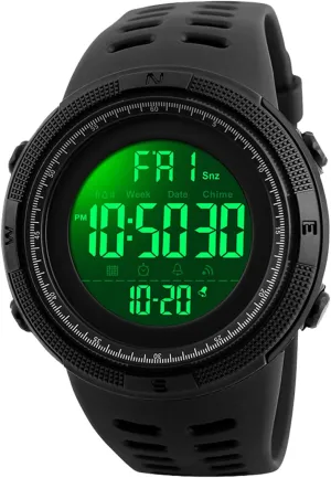Watch with EL Backlight and Pedometer - Water Multifunctional Stopwatch for Boys and Girls Aged 5 to 15 Years Old (All Black) Kids Digital measurable law bulk enamel frost Sport 