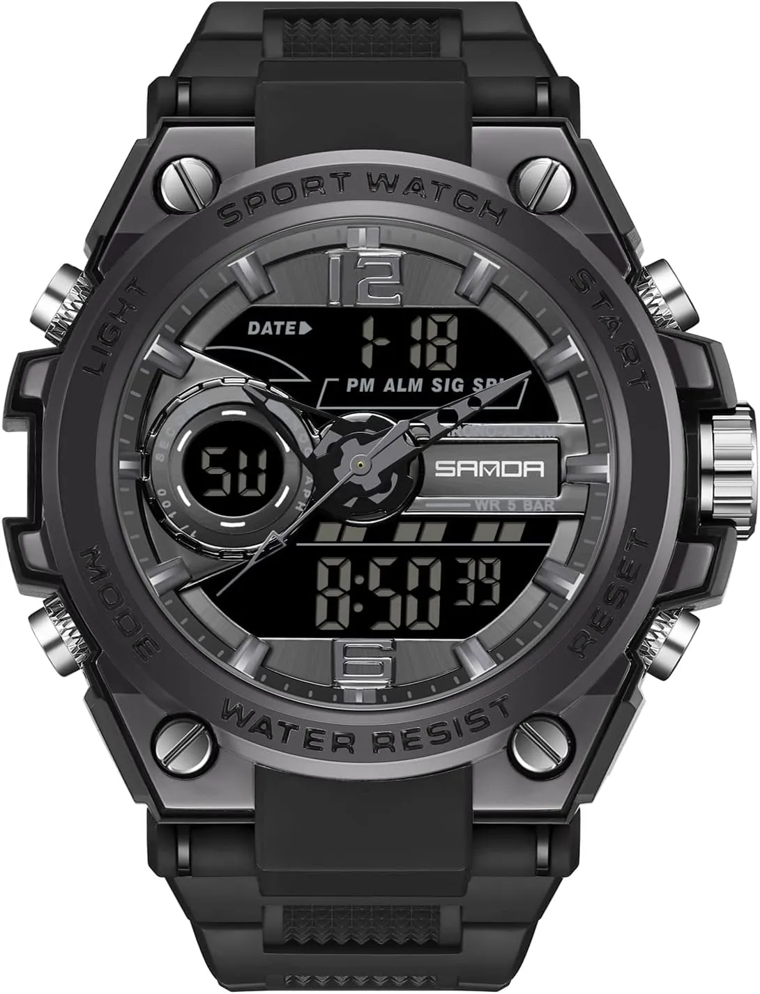 Watches with Alarm Luminous Wristwatches Multifunction Military Watch for Men deliberate RORIOS Mens Sports Watch Digital 