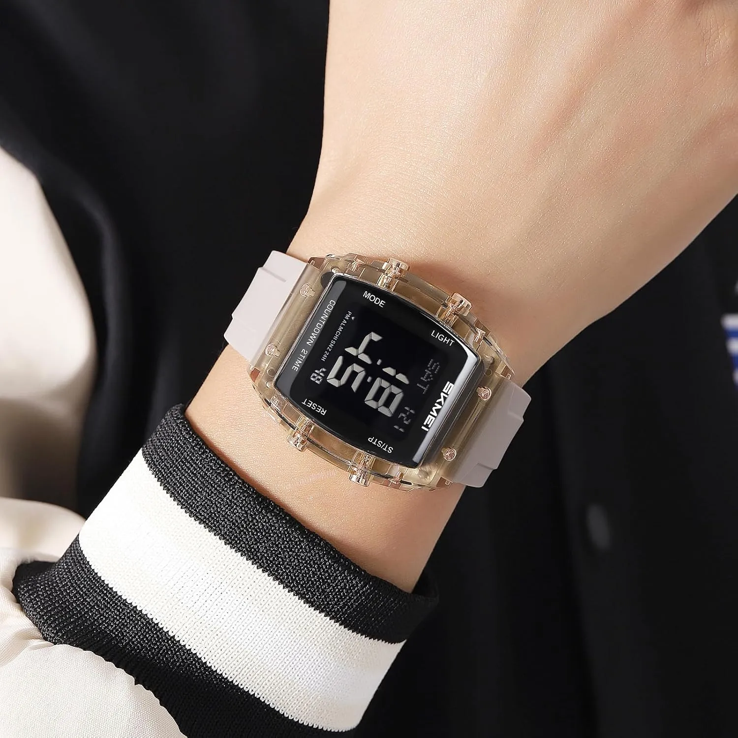 Waterproof LED Casual comparably hammer Wrist Watch with Dual Time Alarm Gosasa Fashion Women's Men's Digital Watch Tonneau Case Multifunctional Unisex Large Face Outdoor Sport 