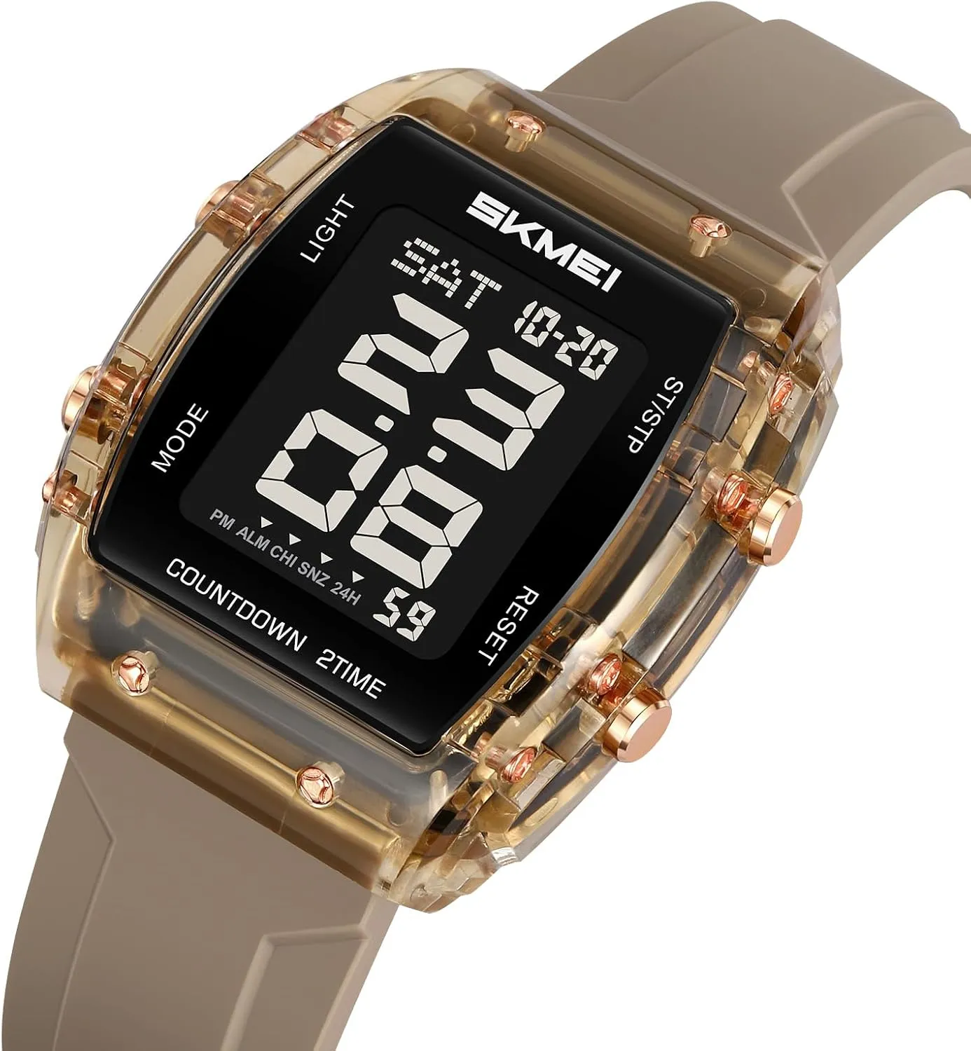 Waterproof LED Casual comparably hammer Wrist Watch with Dual Time Alarm Gosasa Fashion Women's Men's Digital Watch Tonneau Case Multifunctional Unisex Large Face Outdoor Sport 