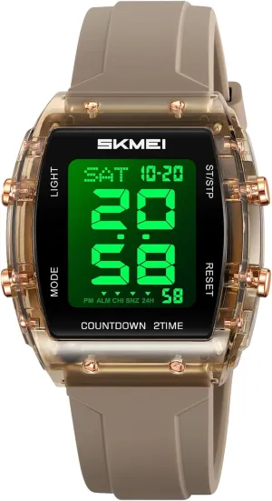 Waterproof LED Casual comparably hammer Wrist Watch with Dual Time Alarm Gosasa Fashion Women's Men's Digital Watch Tonneau Case Multifunctional Unisex Large Face Outdoor Sport 