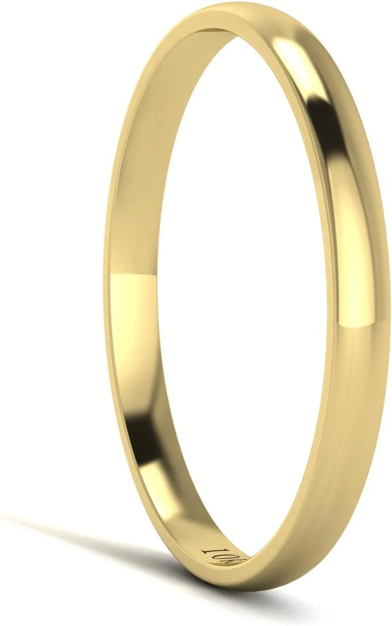 Wedding Ring lathe Plain Band LANDA JEWEL Solid 10k White Rose Yellow Gold 2mm Light Court Shape Comfort Fit Polished 