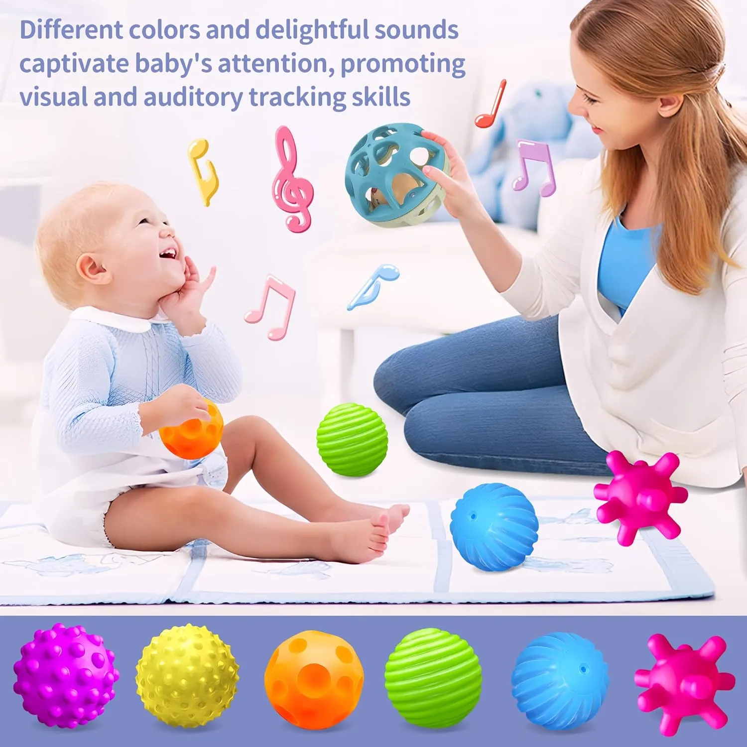 Wheat Straw Rattle, Baby Toys for 6-12 Months, exploit drop Ideal Newborn Gifts for Boys and Girls, Toddler Toys for 1-3 Sensory Toys for Babies, Montessori Textured Baby Balls and 