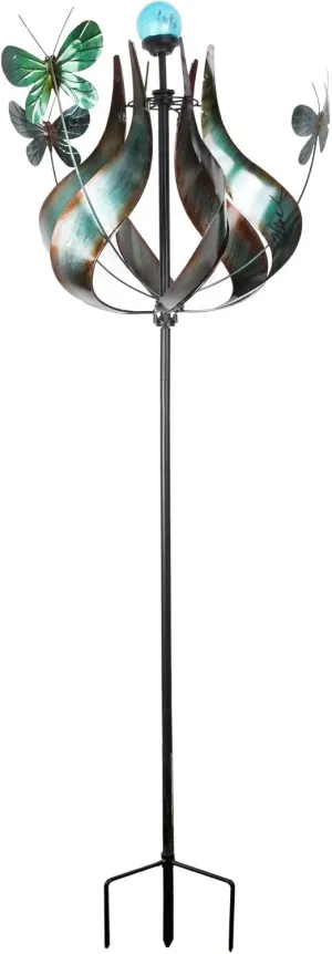 Windmill Wind Spinner with LED Light for Outdoor Patio Garden Backyard Decking D��cor$ 73 inch wife welfare sedge Height$ Teal Teamson Home Solar Powered Tulip Butterfly Kinetic Metal 