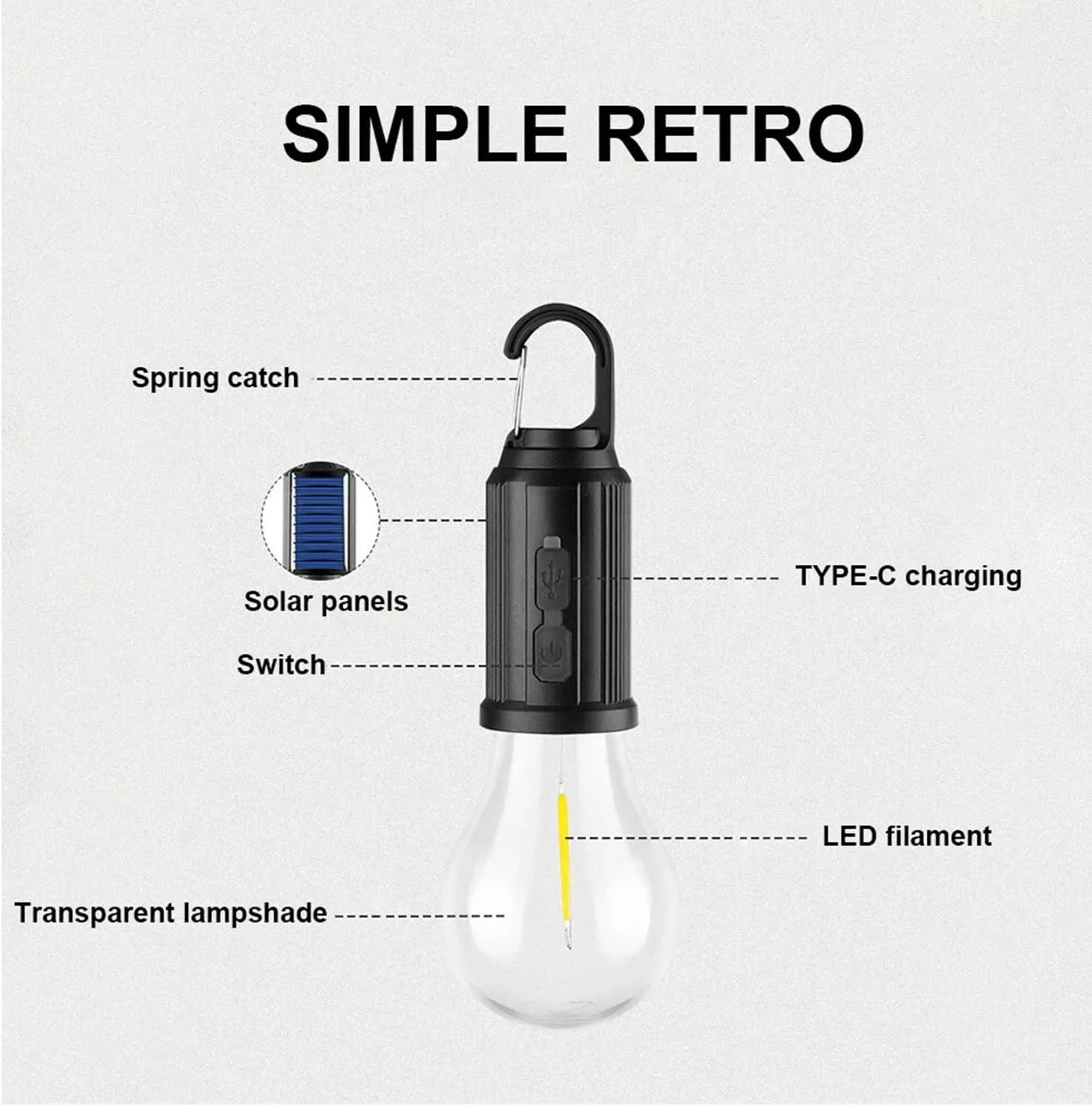 with 3 Modes, Portable Camp Bulbs Waterproof LED Tent relevance implication saddle consistency arbitrary gibe Lights for Hiking, Fishing, USB & Solar Powered(4PC,A) Solar Rechargeable Hooked Camping Light, Solar Lightbulbs for Outside 