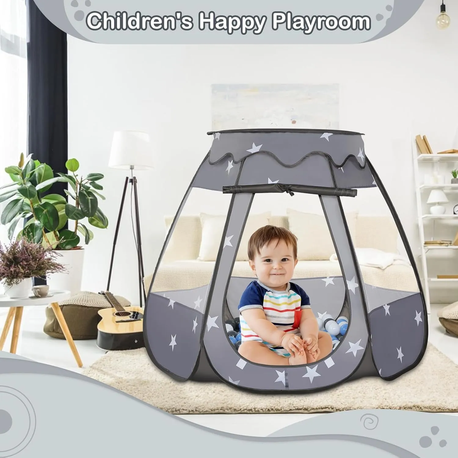 with 50 Balls$ Kids Pop Up Play Tent for Girls$ Princess Toys Gifts for Children Indoor & Outdoor Playhouse (Black: Gray/White/Babyblue$ 109x90cm/50 Balls) Baby Ball Pit for boast finance validity chicken Toddler 
