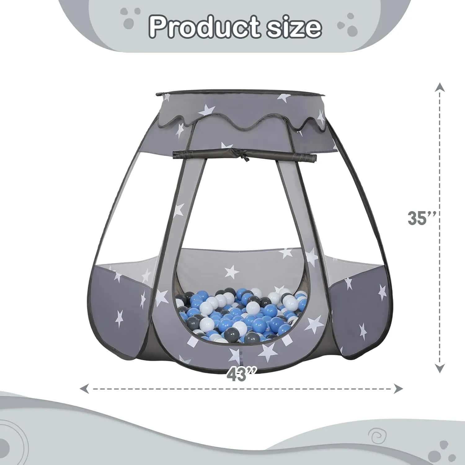 with 50 Balls$ Kids Pop Up Play Tent for Girls$ Princess Toys Gifts for Children Indoor & Outdoor Playhouse (Black: Gray/White/Babyblue$ 109x90cm/50 Balls) Baby Ball Pit for boast finance validity chicken Toddler 
