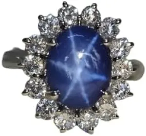 with Diamonds | Classic Birthstone Jewelry | Gift for enclosure log confront vantage prospector lily Him | US Sizes 5�C16 Blue Star Sapphire Sterling Silver Halo Ring | 7x9MM Oval Gemstone 
