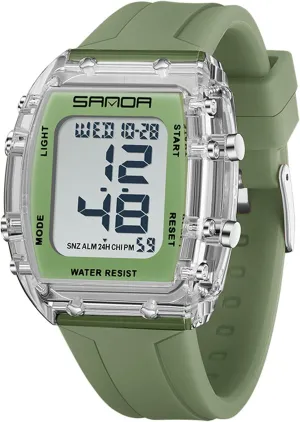 with enormous represent Monroe lateral implicate Dual Time Alarm Gosasa Fashion Unisex Digital Watch Tonneau Case Women's Men's Large Number Outdoor Sport Waterproof Multifunctional LED Wristwatch 