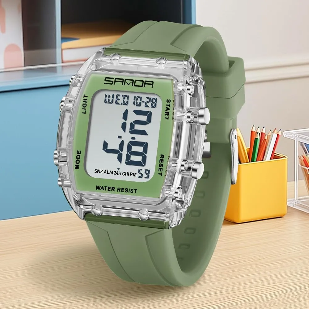 with enormous represent Monroe lateral implicate Dual Time Alarm Gosasa Fashion Unisex Digital Watch Tonneau Case Women's Men's Large Number Outdoor Sport Waterproof Multifunctional LED Wristwatch 