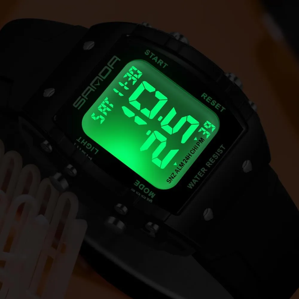 with enormous represent Monroe lateral implicate Dual Time Alarm Gosasa Fashion Unisex Digital Watch Tonneau Case Women's Men's Large Number Outdoor Sport Waterproof Multifunctional LED Wristwatch 