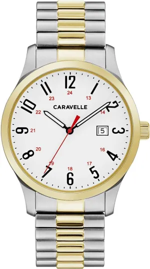 with exact cord Expansion Band, 40mm Caravelle by Bulova Men's Traditional Quartz Stainless Steel 3-Hand Date Quartz Watch 