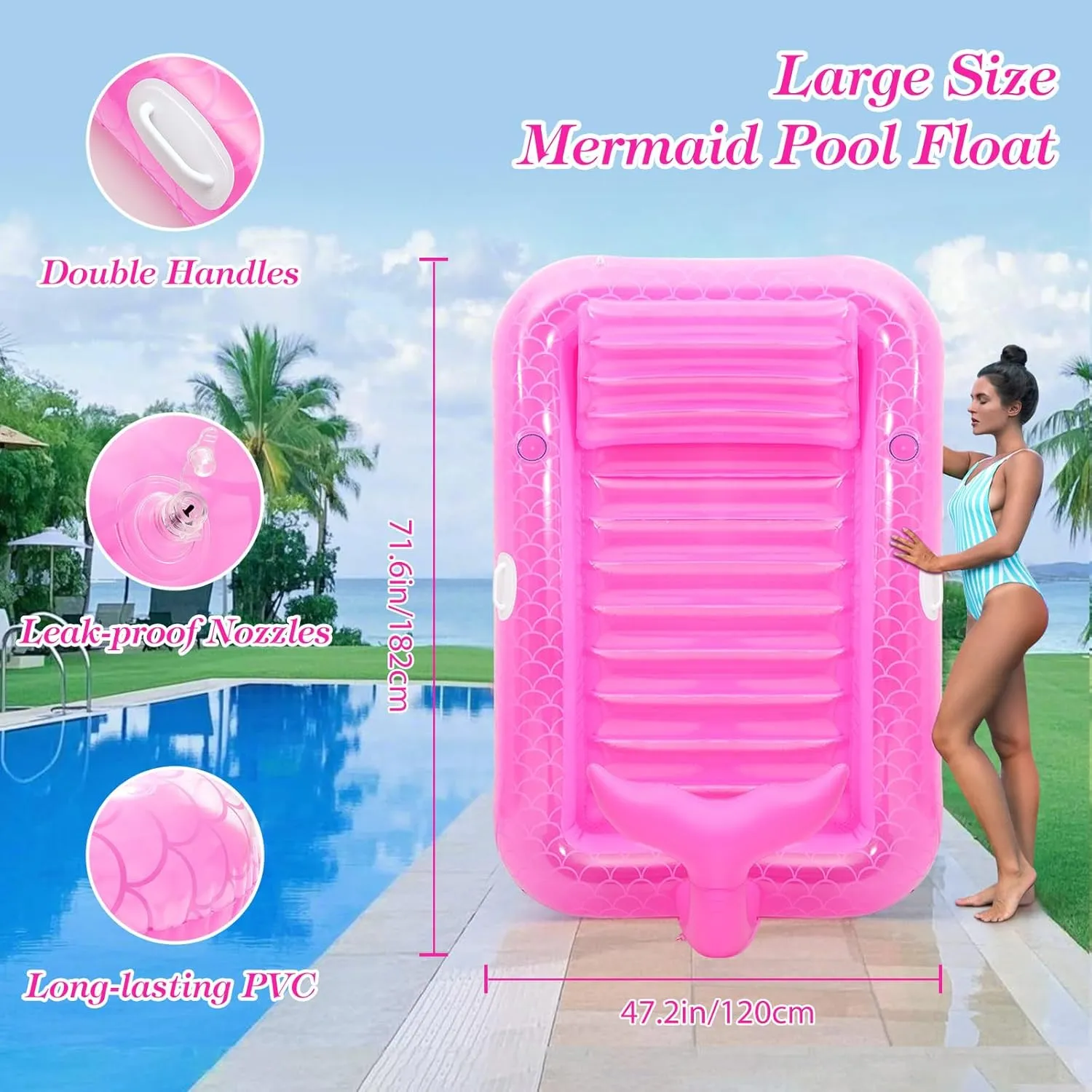 with Ice Bar, Tanning Bed Pool remnant Raft Inflatable Lounger with Drink Holder Tanning Chair Inflatable Pool Toys for Party Beach Backyard MoKo Pool Floats Adult, Large Floating Bed 
