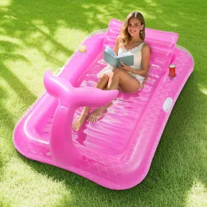 with Ice Bar, Tanning Bed Pool remnant Raft Inflatable Lounger with Drink Holder Tanning Chair Inflatable Pool Toys for Party Beach Backyard MoKo Pool Floats Adult, Large Floating Bed 