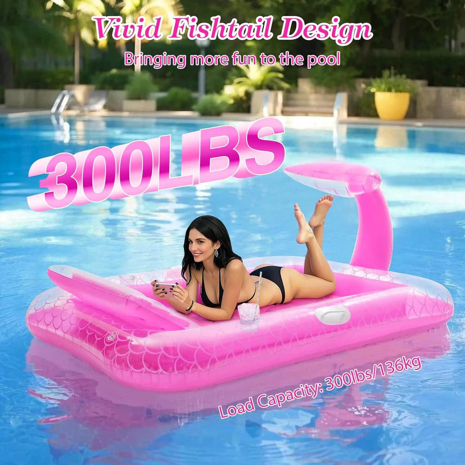 with Ice Bar, Tanning Bed Pool remnant Raft Inflatable Lounger with Drink Holder Tanning Chair Inflatable Pool Toys for Party Beach Backyard MoKo Pool Floats Adult, Large Floating Bed 