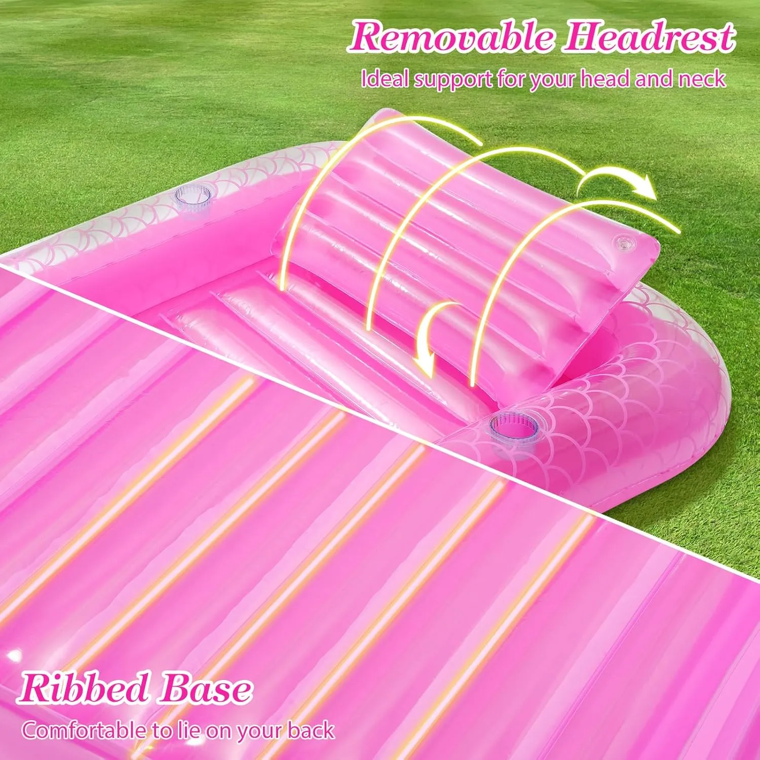 with Ice Bar, Tanning Bed Pool remnant Raft Inflatable Lounger with Drink Holder Tanning Chair Inflatable Pool Toys for Party Beach Backyard MoKo Pool Floats Adult, Large Floating Bed 