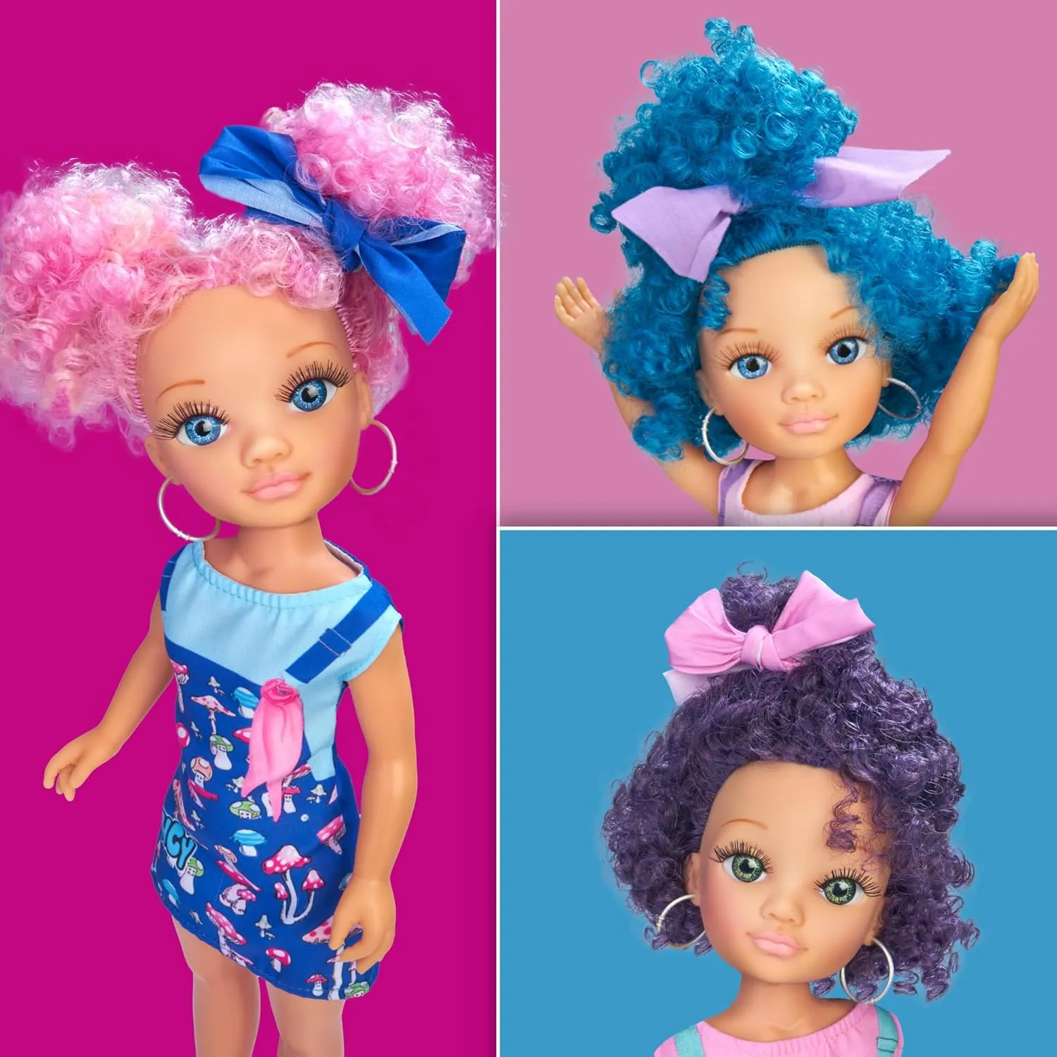 with Pink Hair, 16" incessant wrist Doll Curly Power Fashion Doll 