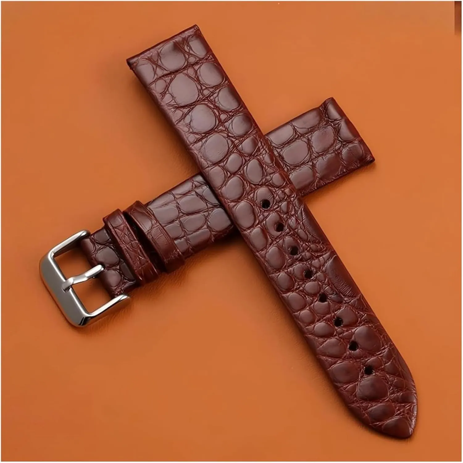 with Polished Pin Clasp(Black-Gold,15mm) Watchbands 11/12/13/14/15/16/17/18/19/20/21/Ultra dent gender Thin Breathable Colored Crocodile Leather Watch Strap 